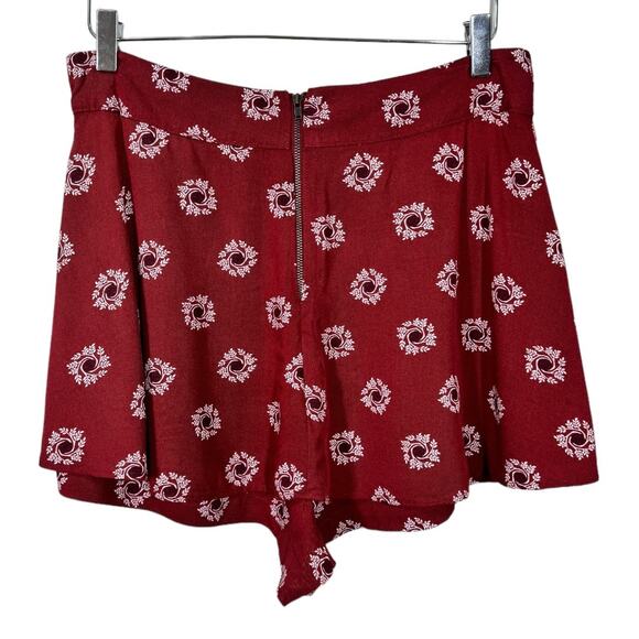 Free People Red Floral Boho Skort 10 New Festival Western Flowy Short Skirt - Picture 3 of 7